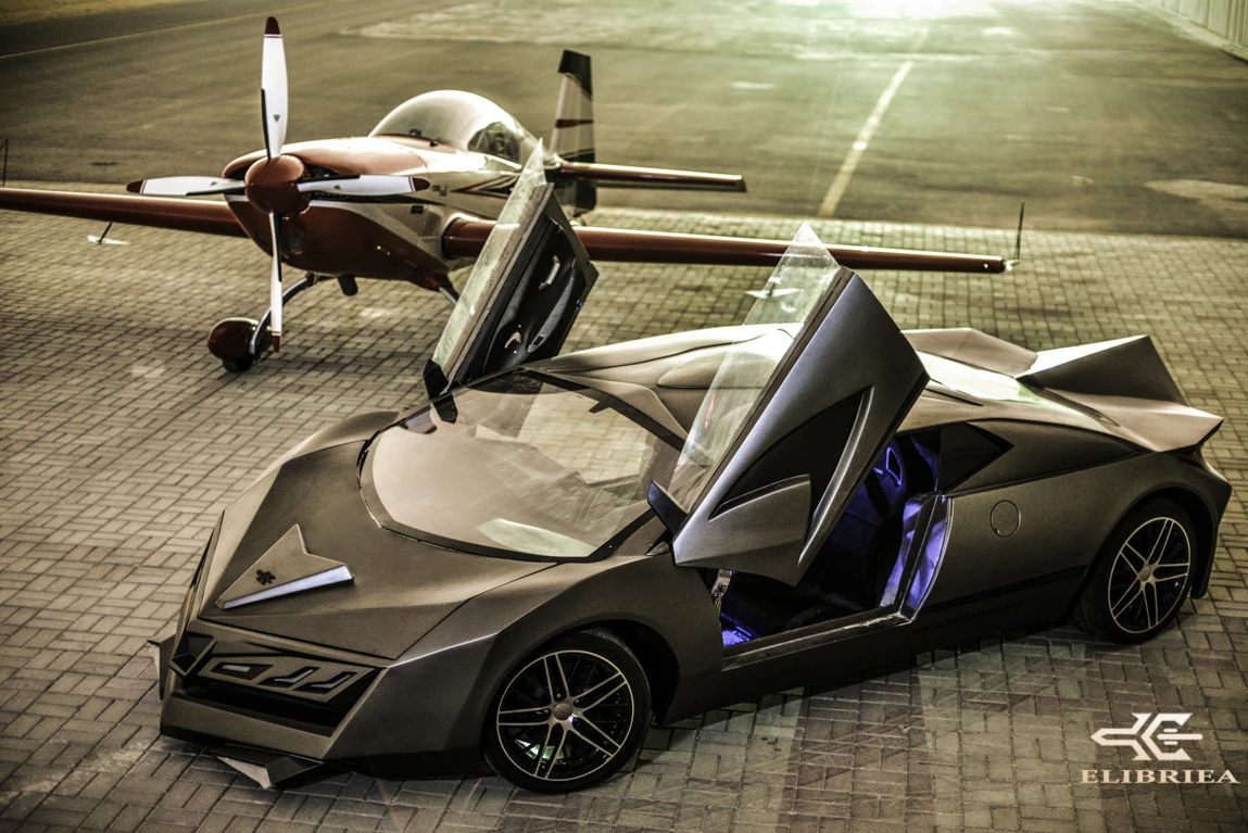 "We were trying to make a sports car but end up making stealth fighter mobile!" Elibriea says in a Facebook post