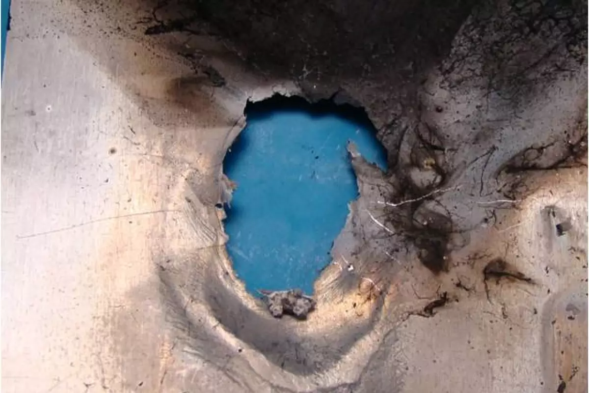 The Gamma laser was tested against the skin and components of a BQM-7 drone