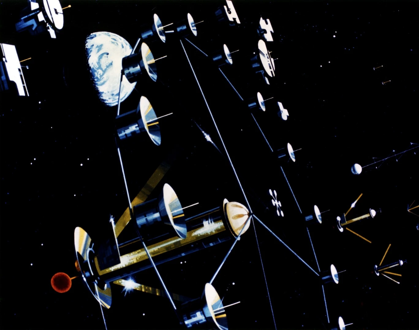 Two-cylinder colonies, facing the Sun