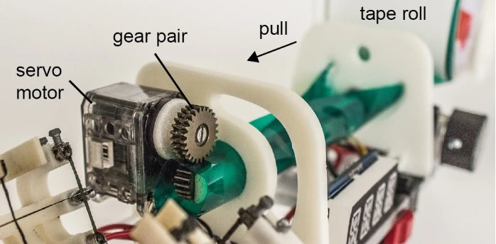 The Protopiper employs a range of motors and electronic controls