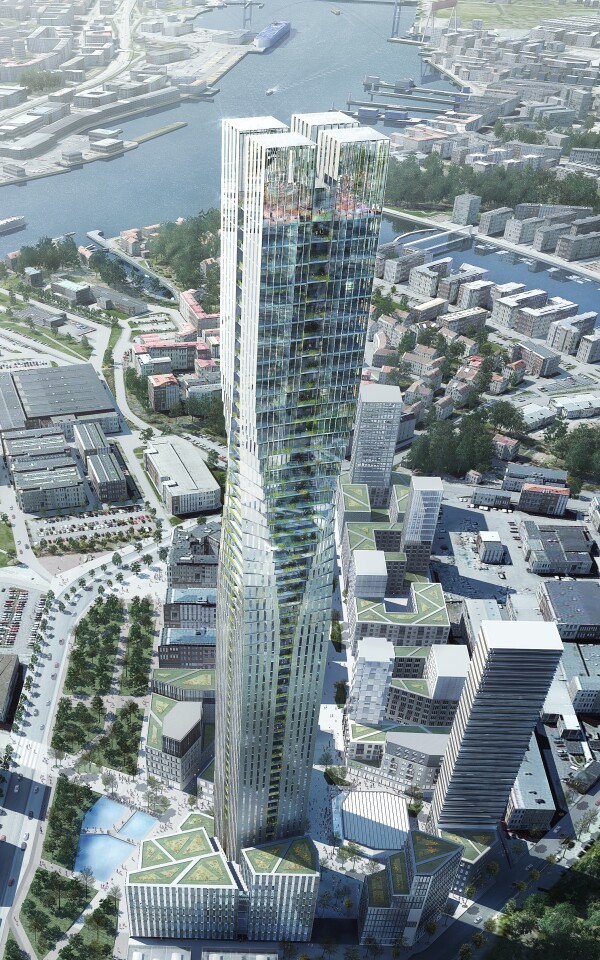 The proposal also involves a plan to re-invigorate the general area surrounding the skyscraper (Image: Serneke)