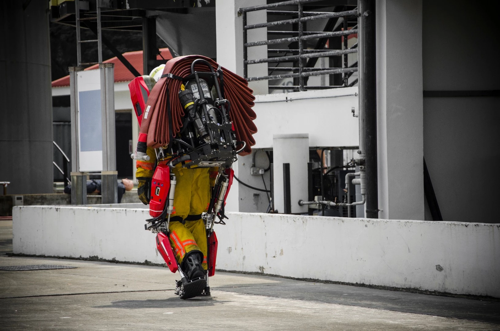 Piston-pumped legs and a specially-designed frame allow Auberon to lighten the load for firefighters