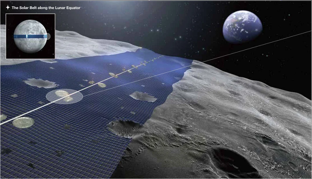 Shimizu's Luna Ring proposes an an array of solar cells around the moon's equator to harvest solar energy and beam it back to Earth (Image: Shimizu Corporation)