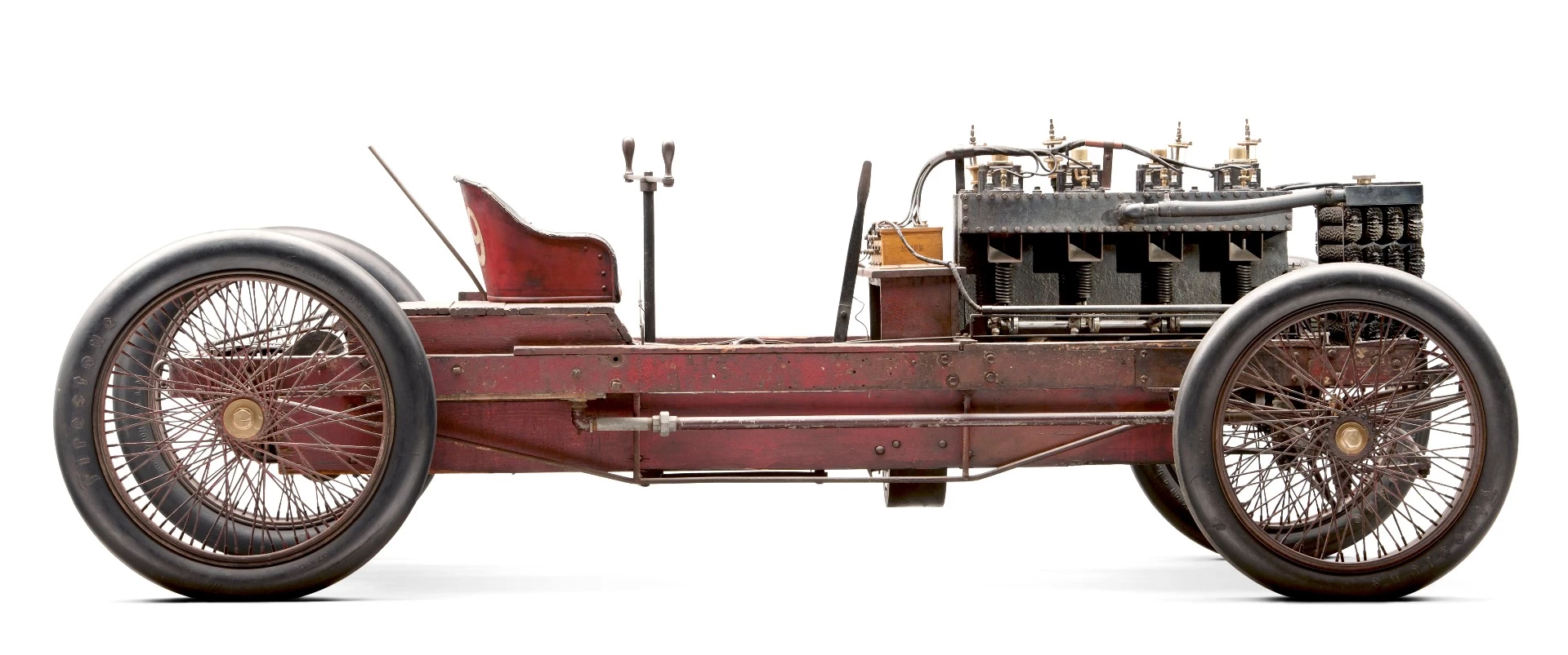 Henry Ford reclaimed the record for America again when Barney Oldfield took Henry Ford's 999 to 91.37 mph (147.05 km/h) across a frozen lake bed on 12 January 1904. Barney became the first person to travel at over 90 mph other than by rail, and he did so using the brutal 1156 cu.in.(18.9 L) with its four bucket-sized pistons each firing 350 times every mile. At 1,200 rpm, the 999 was geared for 100 miles an hour.