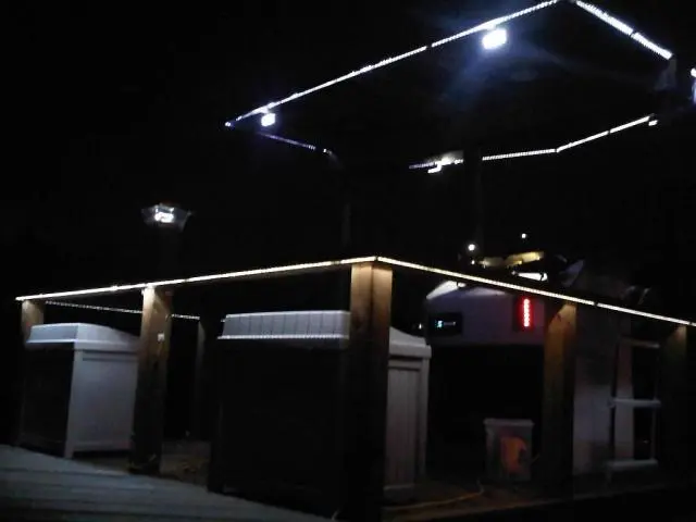 LED lighting illuminates the cabin