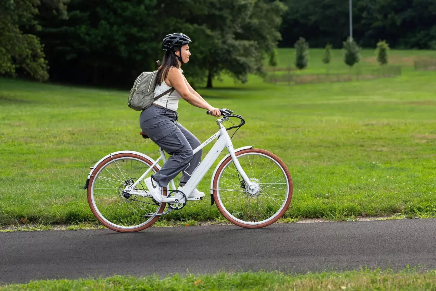 The e-Classic Plus features a low-maintenance Gates Carbon Belt Drive and 3-speed Shimano hub