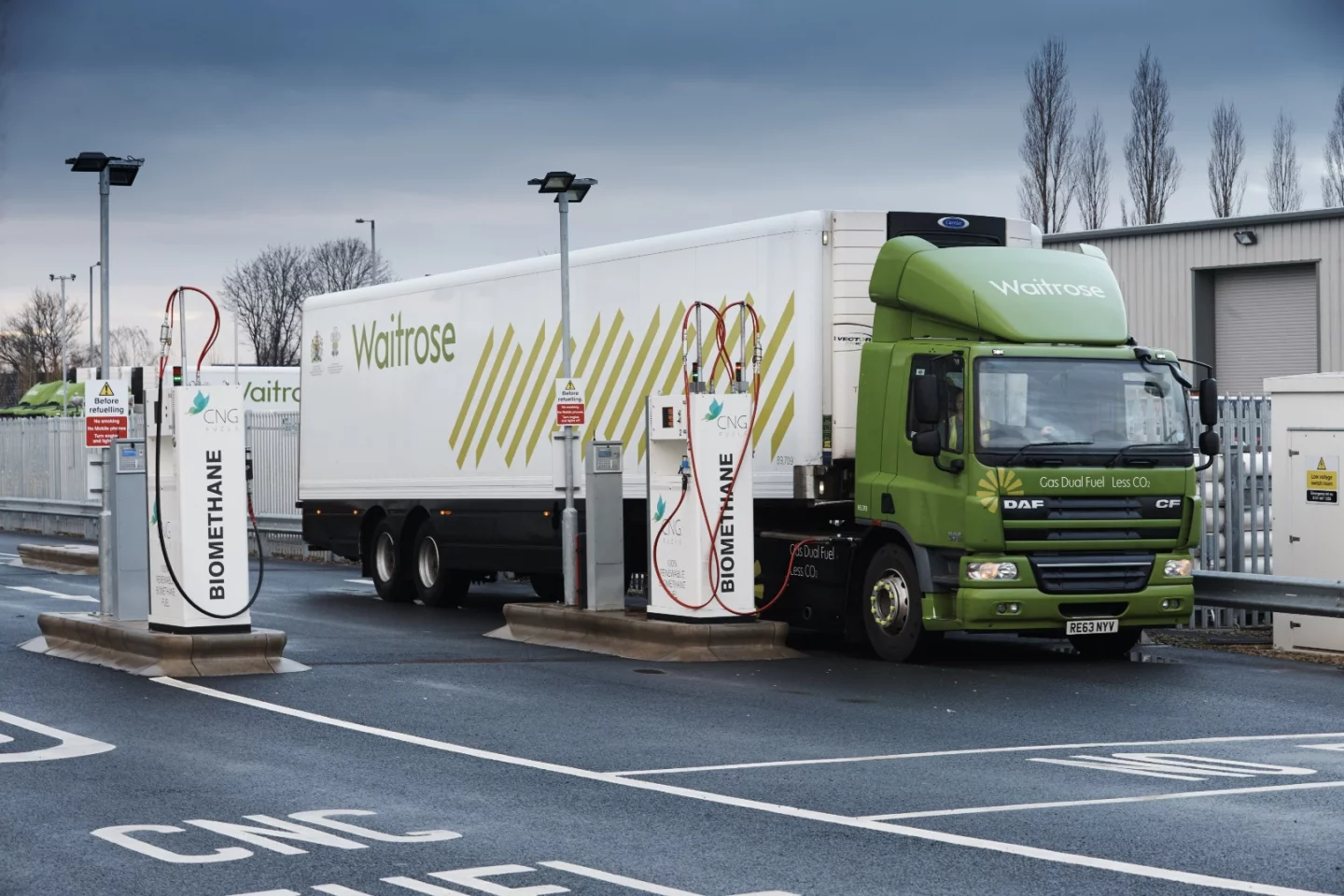 The Scania trucks being used by Waitrose use carbon fiber fuel tanks