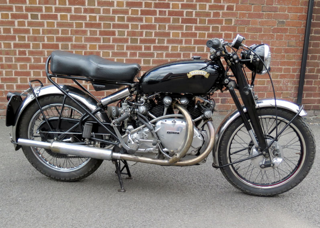 £28,000 ($42,664) - 1951 Vincent RapideLot 51 at H&H Imperial War Museum Duxford held on 13 October, 2015Estimate: £30,000 - 32,000 ($46,000 - $49,000)http://www.classic-auctions.com/Auctions/13-10-2015-ImperialWarMuseumDuxford-1393/1951VincentRapide-40085.aspx