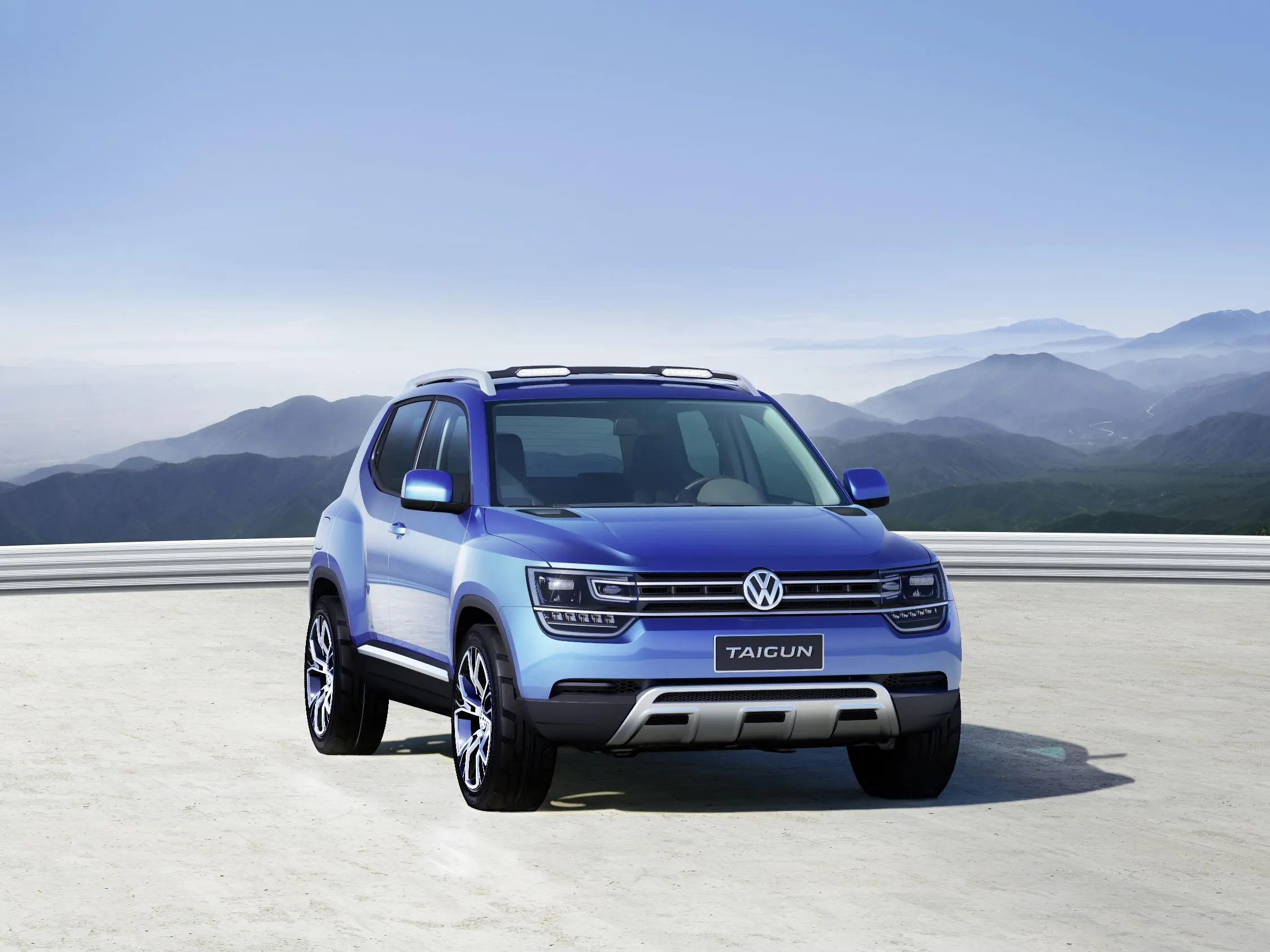 The Volkswagen Taigun compact SUV concept front angle view