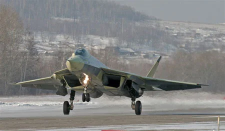 The Russian T-50 PAK-FA fighter jet prototype