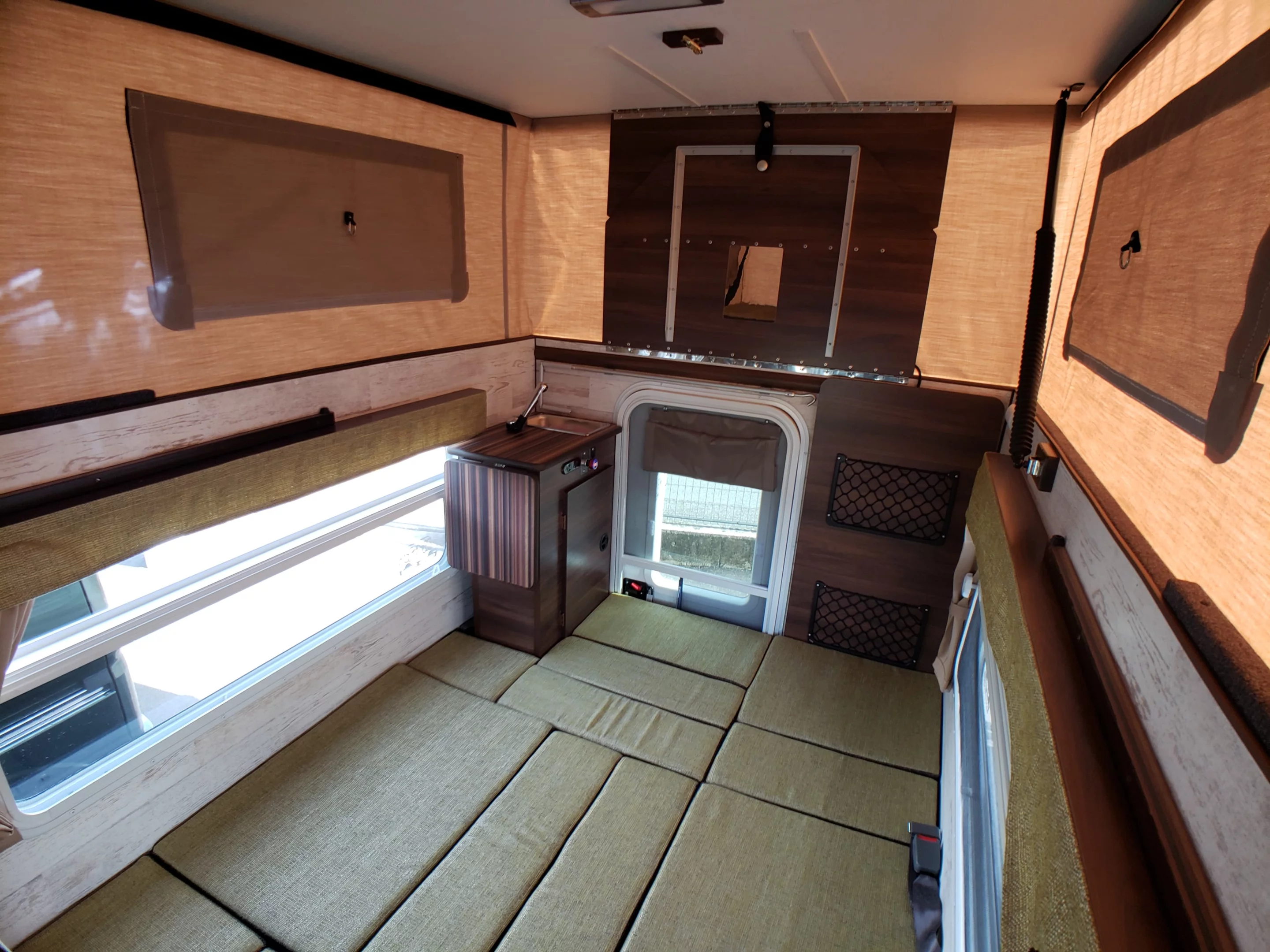 The convertible bed is meant to sleep one adult and one child