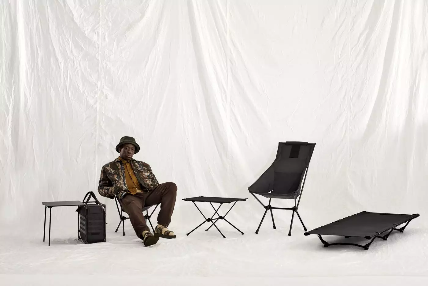 Helinox's field office (far left) is part of the new Tactical line that also includes a table, two chair styles and a cot