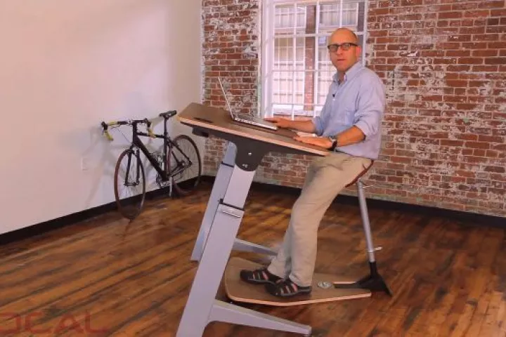 Designer Martin Keen, with his Locus semi-standing work station