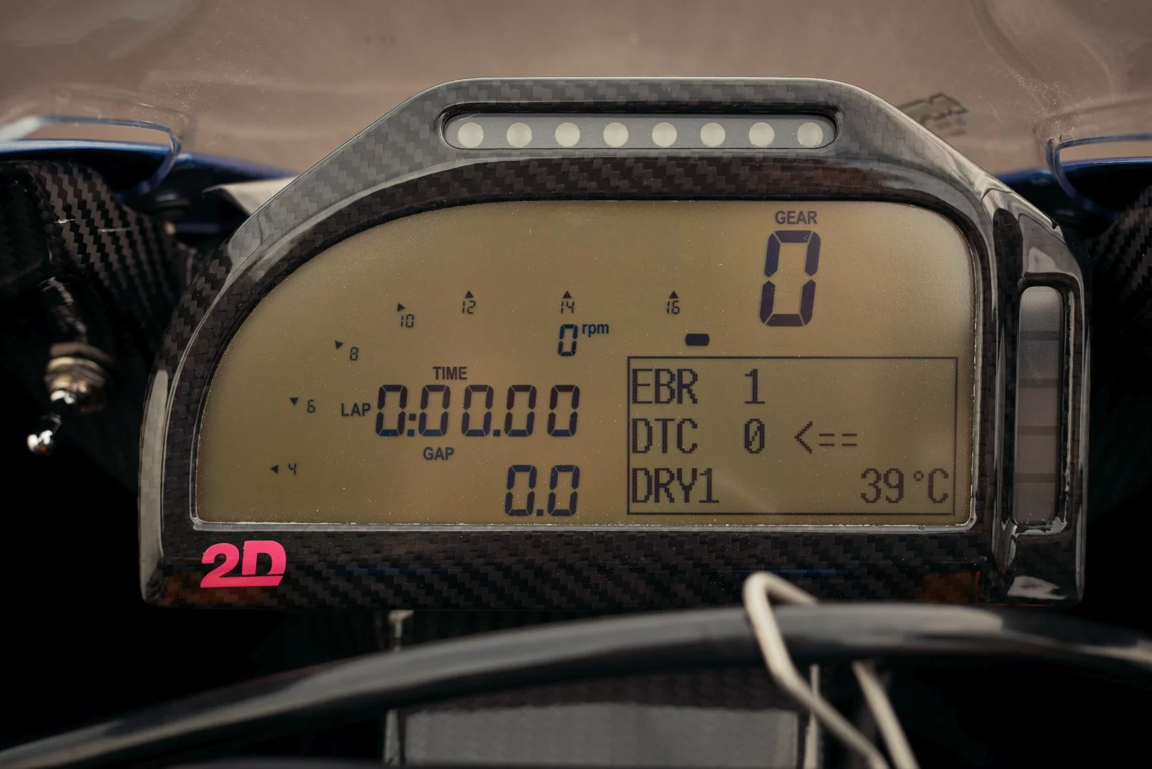 The HP4 Race has a 2D Dashboard that tracks both rider and mechanical information