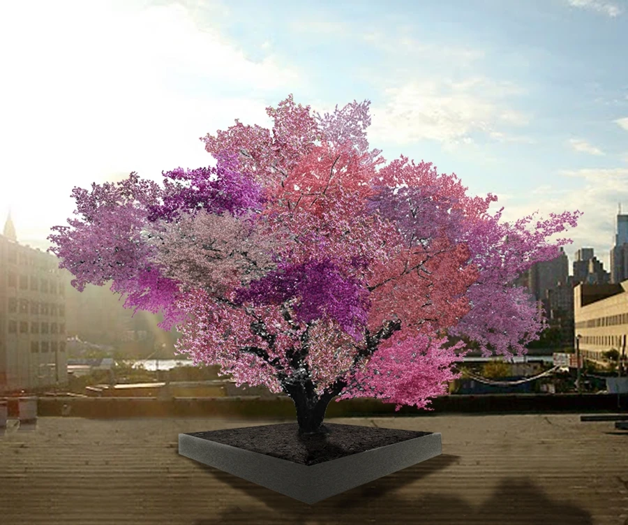 Tree of 40 Fruit is a project in which a single tree is modified to bear over 40 different types of stone fruit (Image: Sam Van Aken / Ronald Feldman Fine Art)