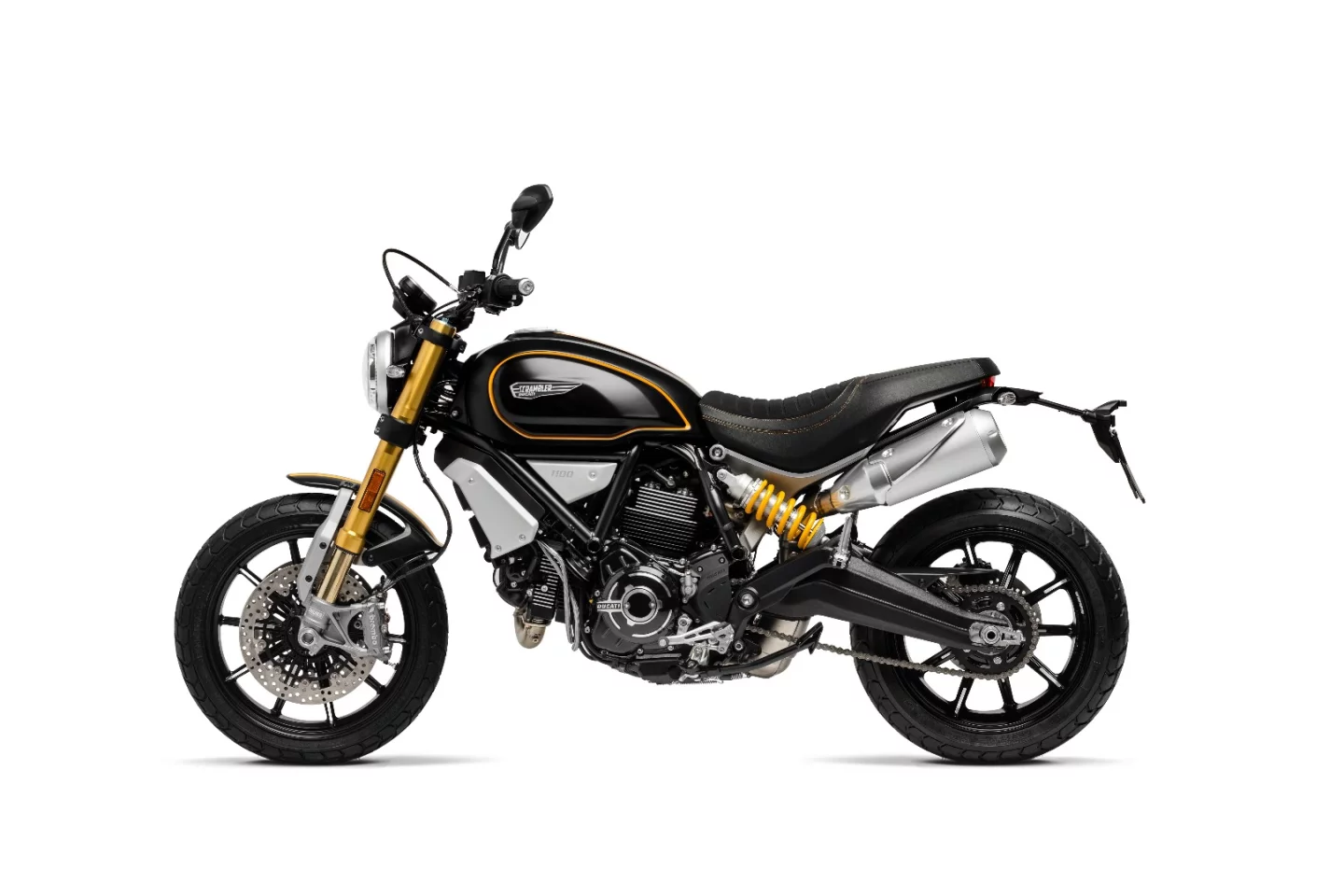 Black styling and Öhlins suspensions for the 2018 Ducati Scrambler 1100 Sport