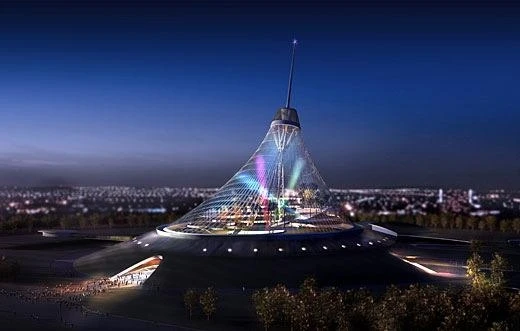 Kazakhstan's Khan Shatyry Entertainment Center, due for completion in 2008, a magnificent ETFE spire as its centrepiece.