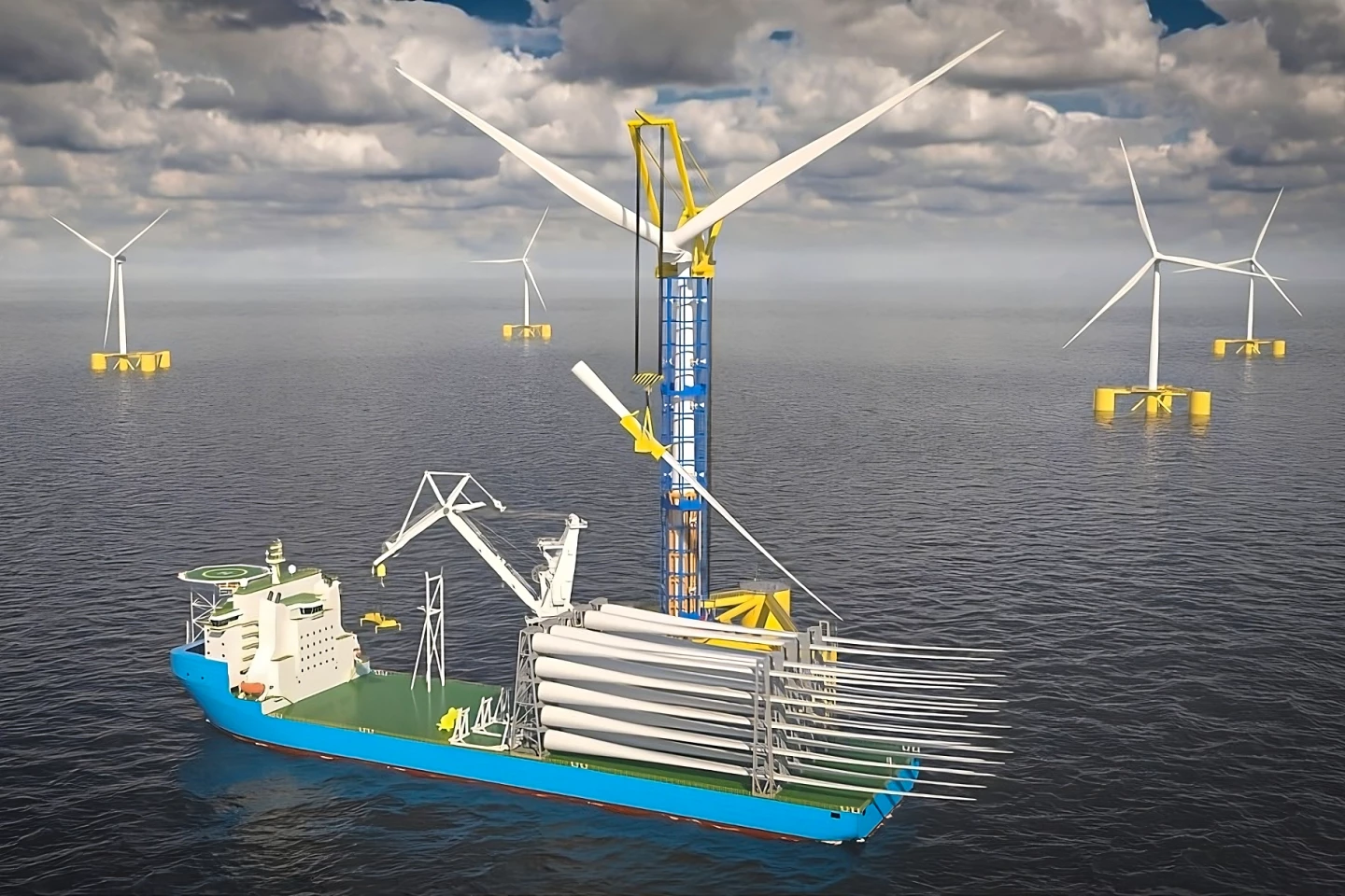 A clever, cheap and modular way to install and maintain wind turbines of any height without massive crane ships