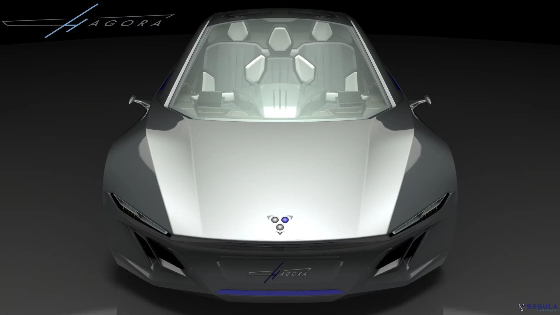 The driver is slightly ahead of two passengers