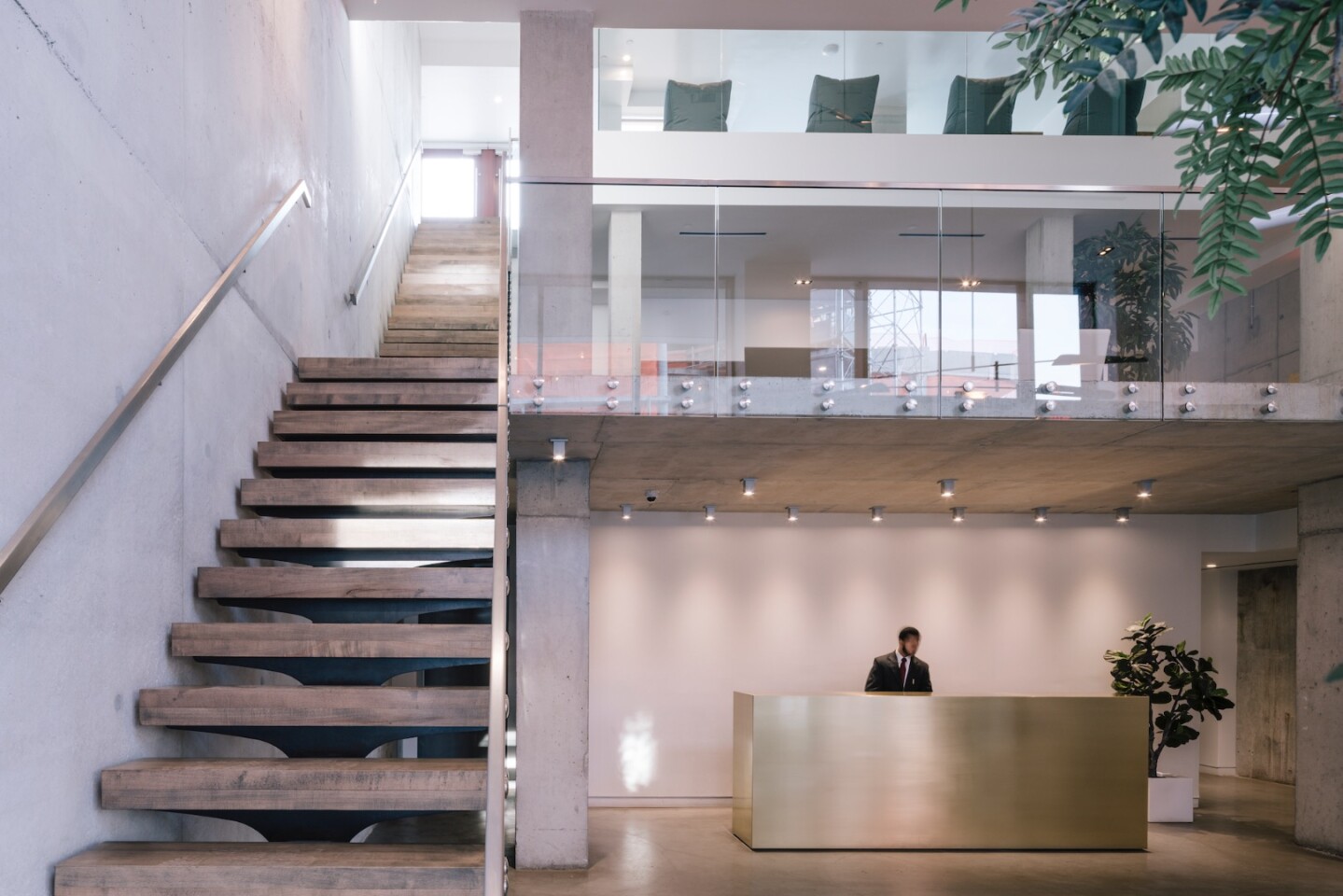 Inside 2222 Jackson's triple-height lobby