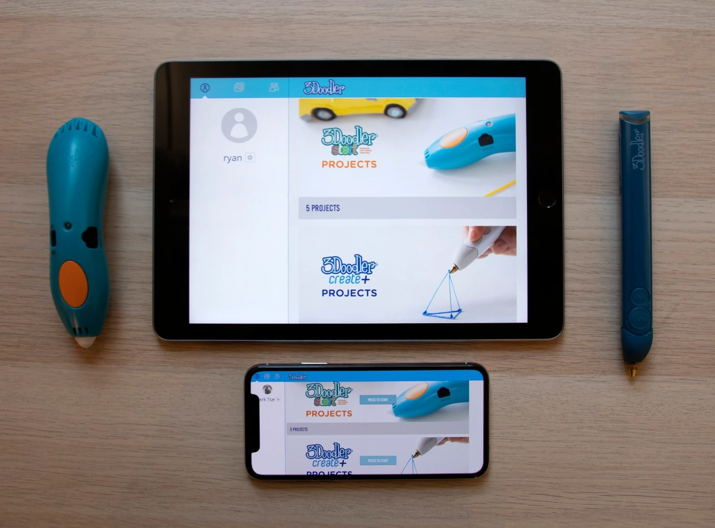 The 3Doodler App is designed to work with Start and Create+ 3D drawing pens