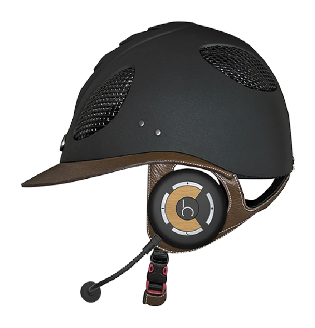 The RCom unit attached to a helmet