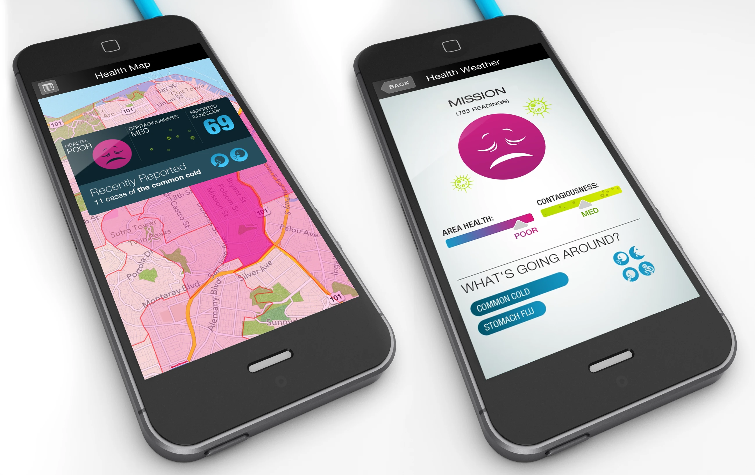 The Kinsa app provides real-time access to local public health records