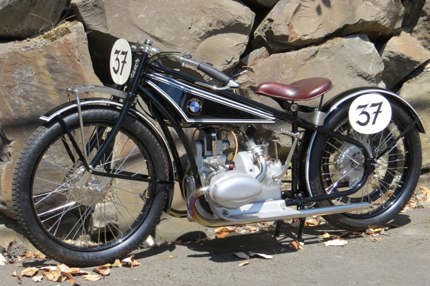 The 1925 BMW R37 with its alloy xcylinder heads was a sensation, winning countless races and establishing the BMW brand as a performance marque, at first in Germany, but soon across Europe. This rare R37 was sold for US$218,000 in Mecum's Las Vegas sale in January, 2014.