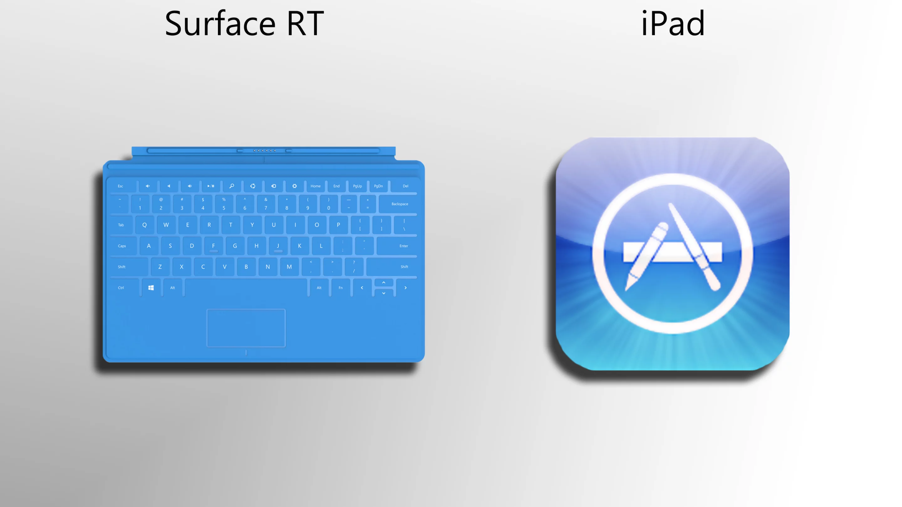 Surface offers a clever keyboard accessory, while iPad has an enormous advantage in apps