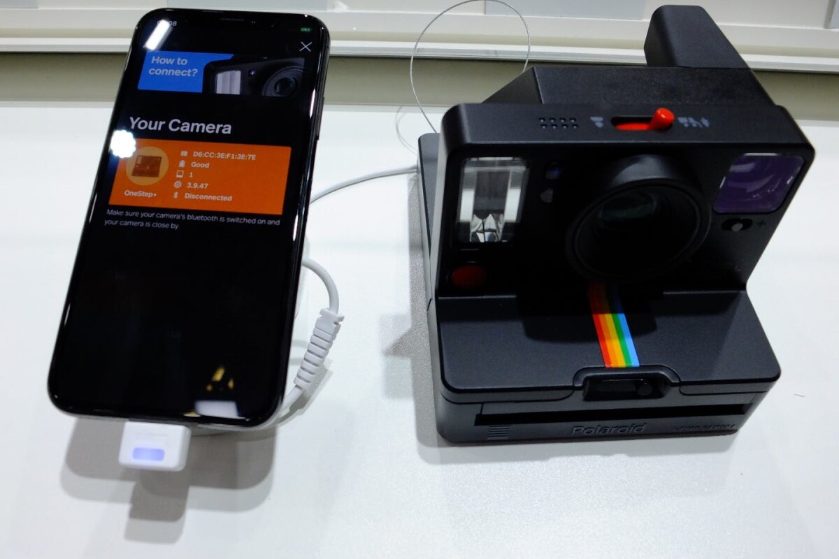 The smartphone-controlled Polaroid OneStep+, on display at IFA 2018