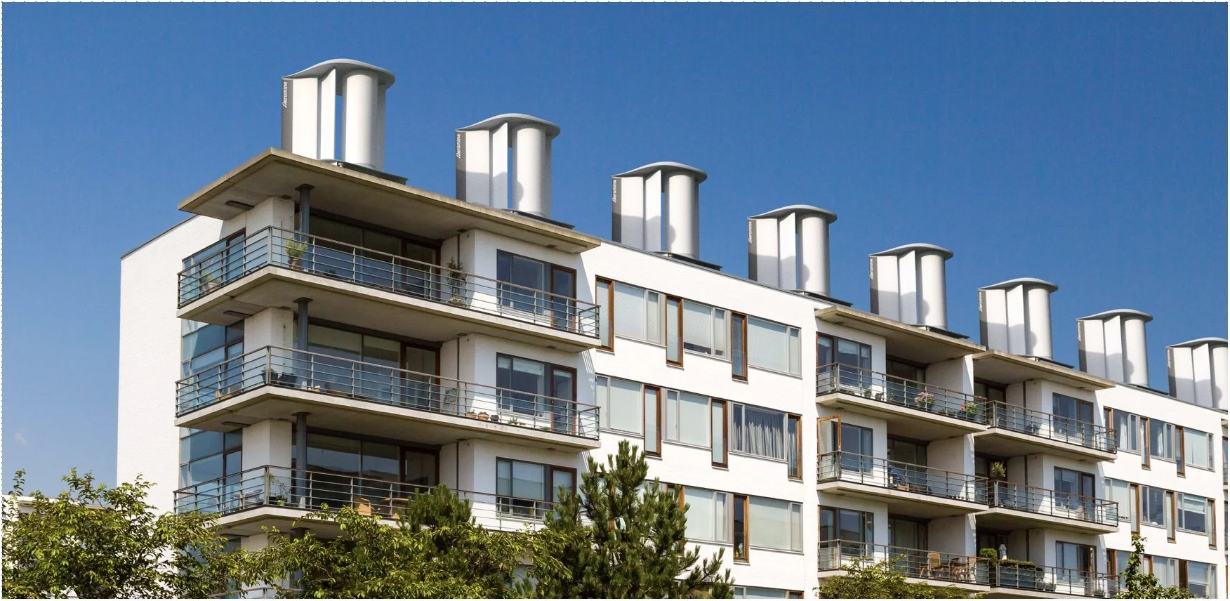 (rendered image) Aeromine says its "motionless" rooftop wind energy units deliver 150% as much energy for the money as solar panels, while taking up 10% of the roof space