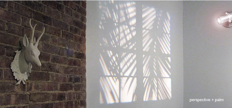 A window frame and stirring branches projected by Adam Frank's REVEAL