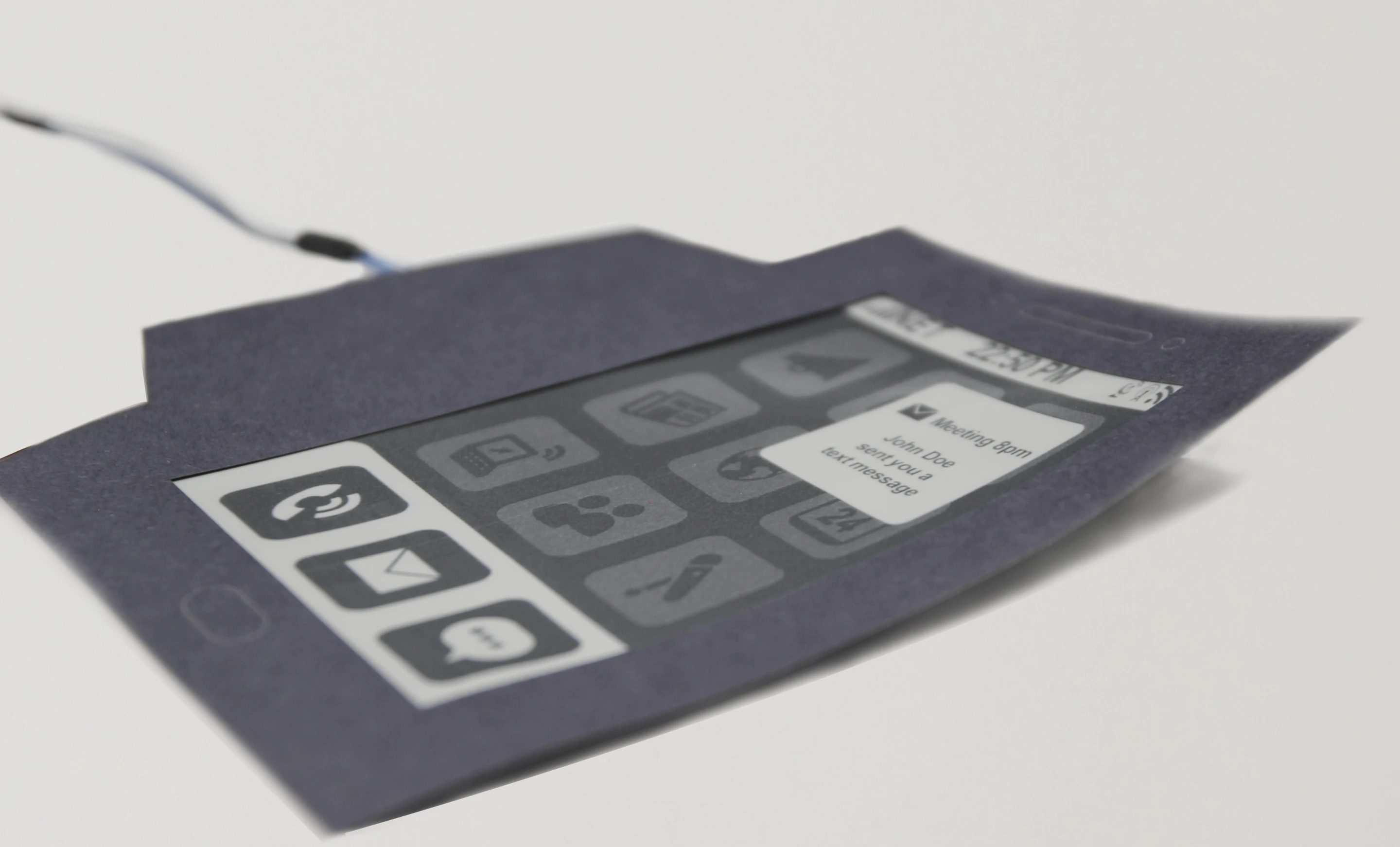 The MorePhone can be customized so that a curl of a particular corner indicates a text message