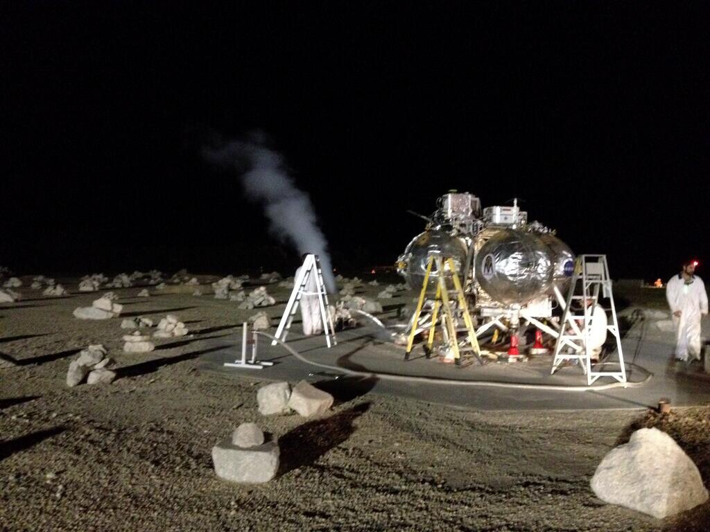 Morpheus sitting in its hazardous landing field (Image: NASA)