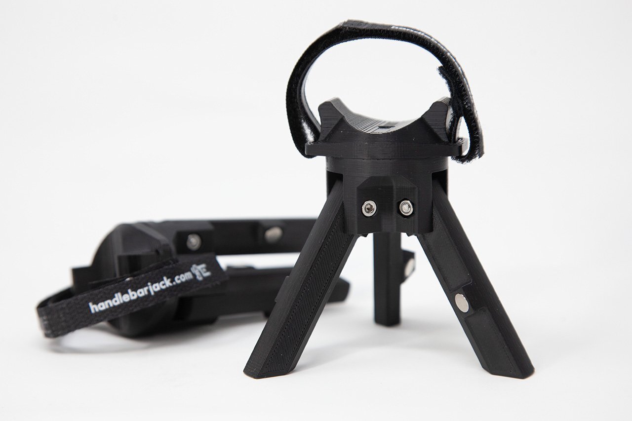 The latest version of The Original Handlebar Jack improves upon a previous model, which utilized rubber loops instead of Velcro