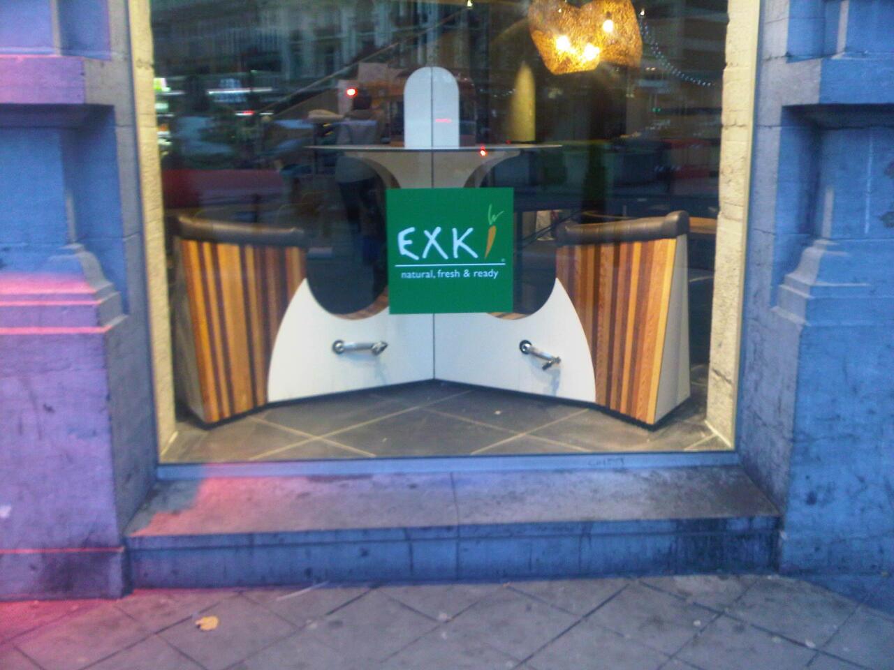 A WeBike takes window position at the ECKi restaurant in Brussels, Belgium