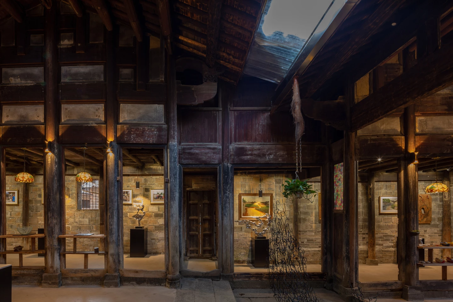 Existing buildings in Dafang Creative Village have been renovated with glass roof tiles