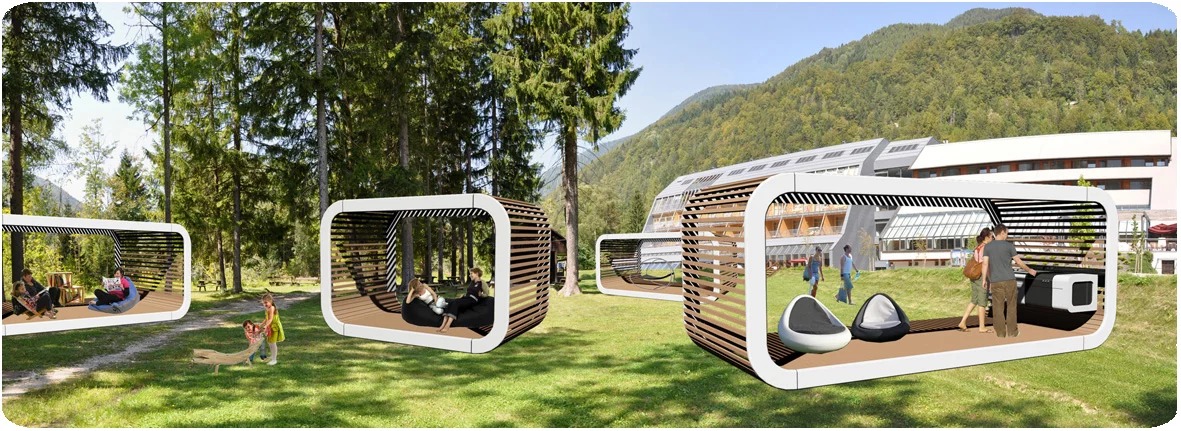 Coodo studio has created a series of modular units that can be sold separately or coupled together to offer more space and more flexibility.