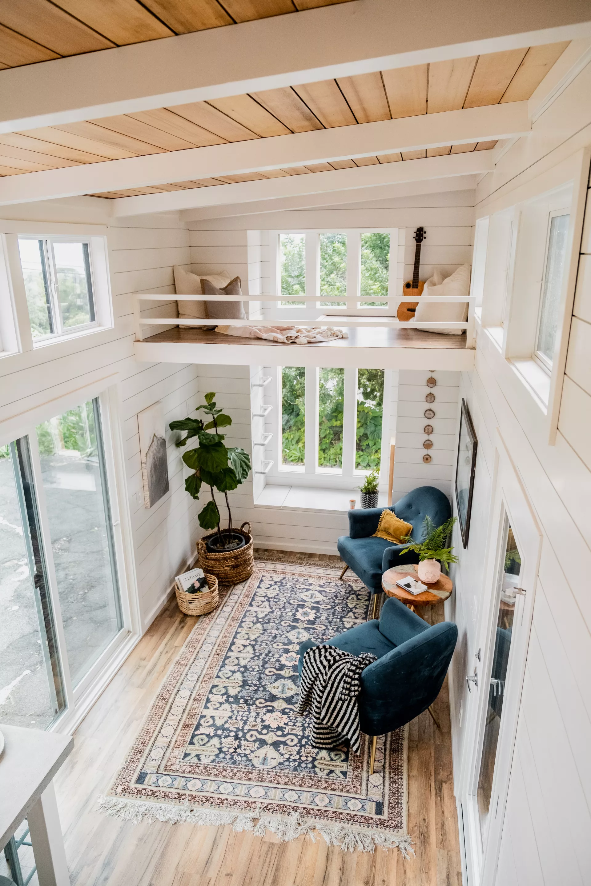 Top-down view of the Ohana tiny house's living area