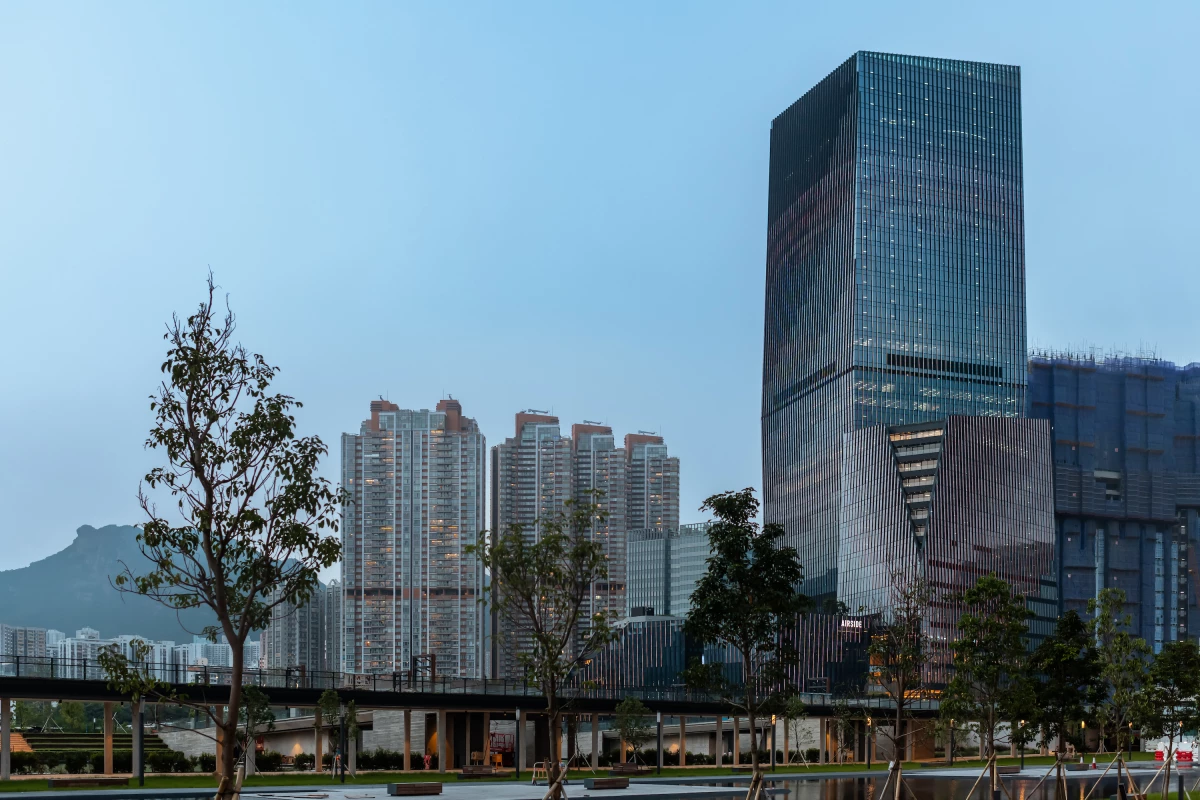 Airside consists of five interconnected volumes that gradually step up from a nearby river and culminate in the tower, which rises to a height of 213 m (almost 700 ft)