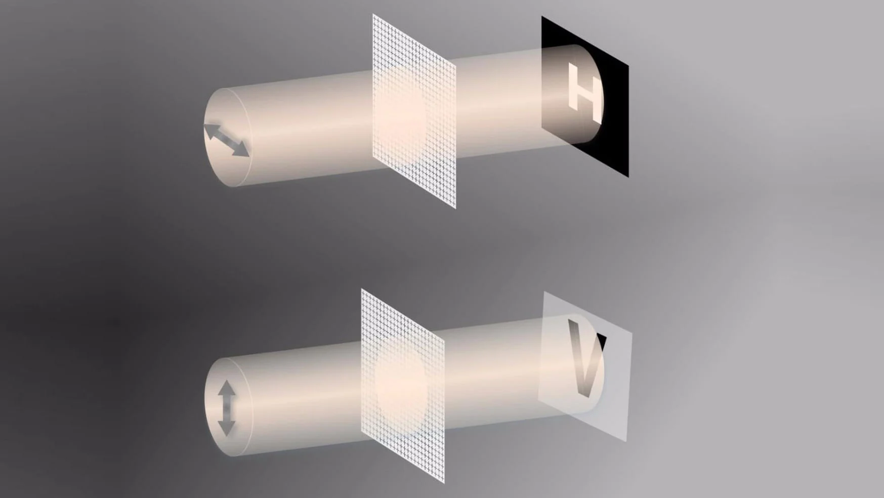 Hidden images (H) are only visible (V) when viewed under the correct polarization and terahertz frequency