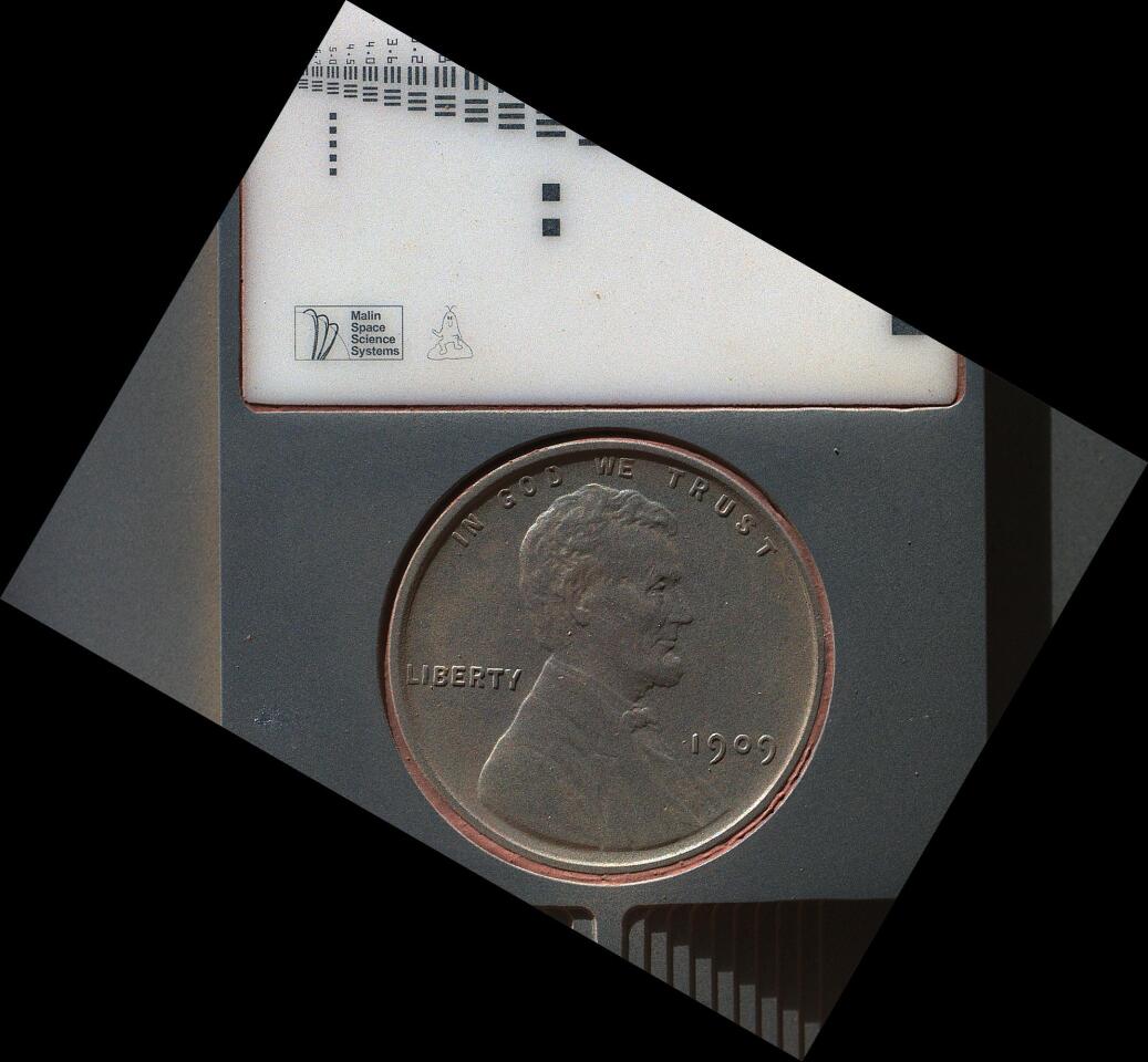 Lincoln penny used for image calibration (Image: NASA/JPL-Caltech/Malin Space Science Systems)