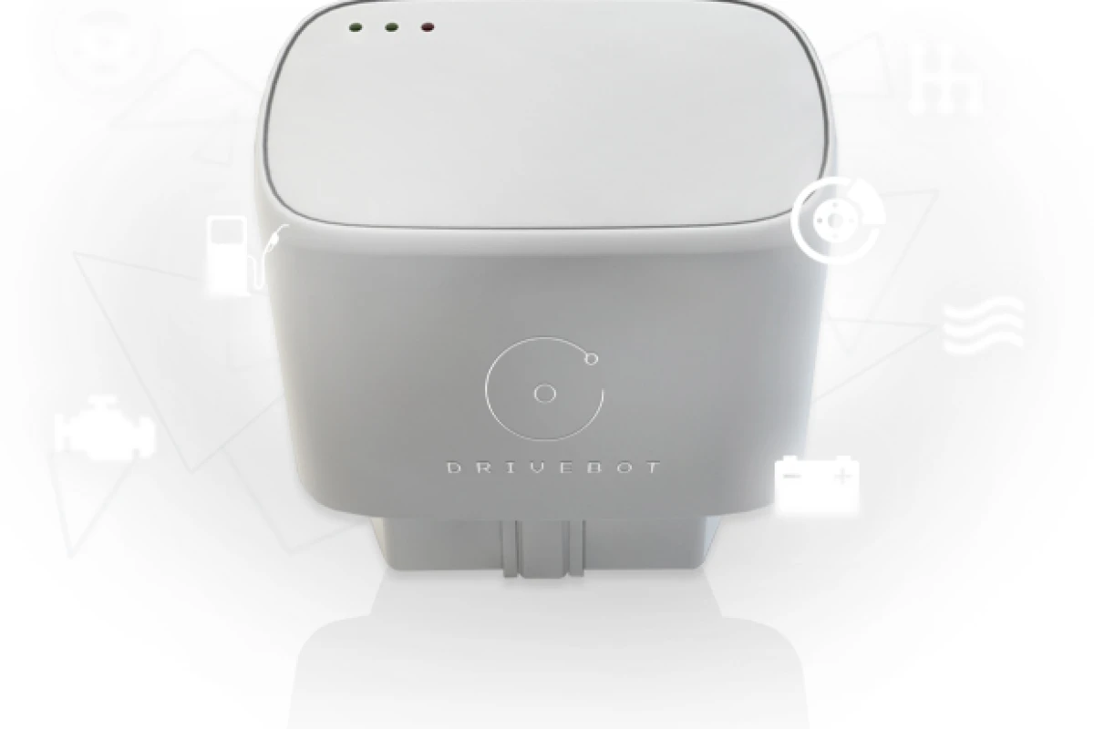 The Drivebot is a simple dongle device that plugs into the car’s On Board Diagnostic (OBD-II) port