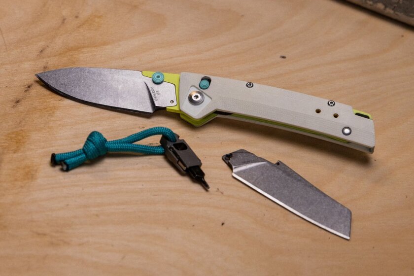 Fivefunction Leatherman multitool switches gears with swappable blades