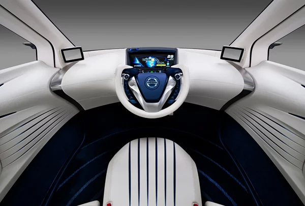 The Nissan PIVO 3 concept electric vehicle centrally positions the driver