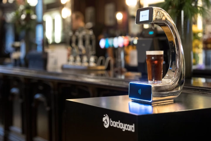 The Pay @ Pump prototype contactless beer pump has a touchscreen on which drinks are ordered