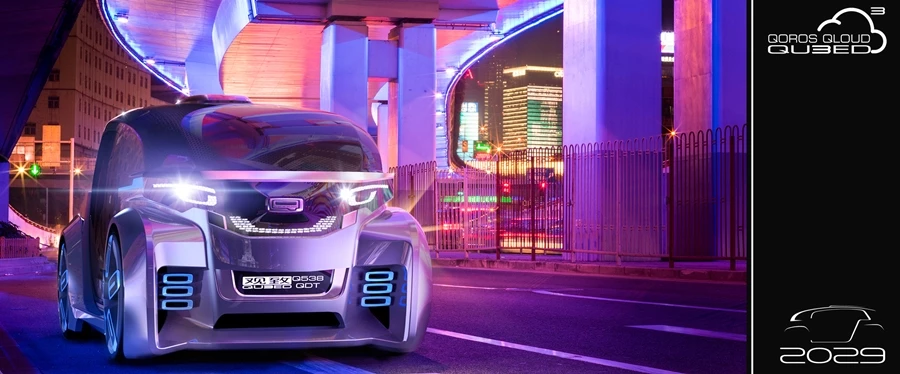 A front view of the Qoros Qloud Qubed