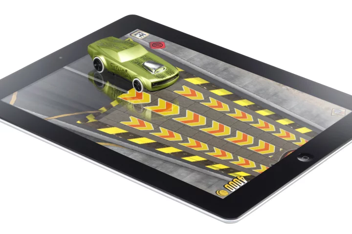 The Hot Wheels Apptivity sees users steering their special cars around the screen, where they interact with in-game action