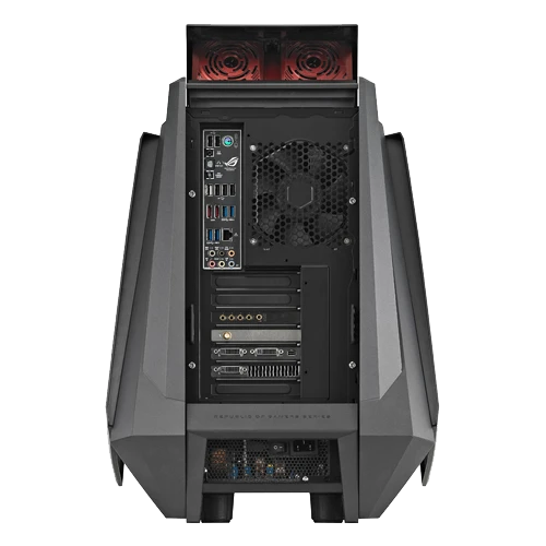 The huge Tytan CG8890 has two 6 Gb/s eSATA ports, four USB 3.0 and six USB 2.0 ports, an optical S/PDIF out and a 8-channel audio I/O, a Gigabit Ethernet LAN port, a Clear CMOS button and a ROG Connect On/Off switch