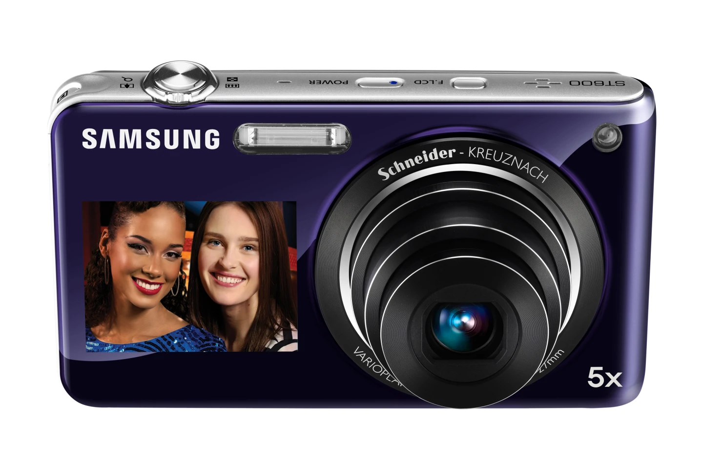 The ST600's front panel features a front-facing self portrait mode, a couples mode, a special children's setting and a new jump shot mode